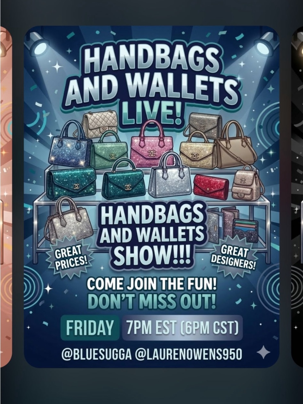Handbags and Wallets Collection Poster - Blue